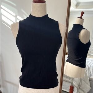 Black Sleeveless Ribbed Top